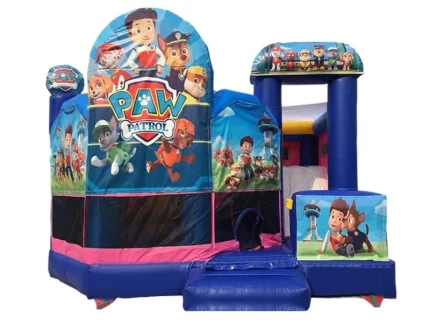 Château gonflable Pat' Patrouille avec toboggan, idéal pour fêtes d'enfants. Acheter en ligne, prix abordable, haute qualité. Commandez maintenant !