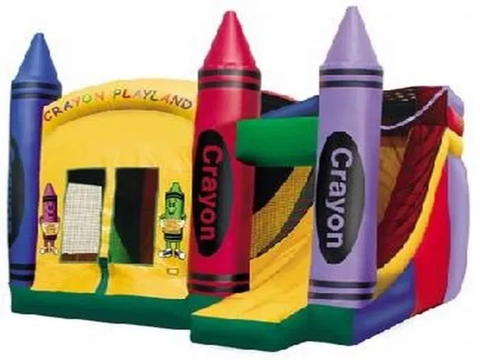 Château gonflable Crayons avec toboggan coloré, idéal pour anniversaires. Haute qualité, prix abordable, à acheter en ligne. Commandez dès maintenant !